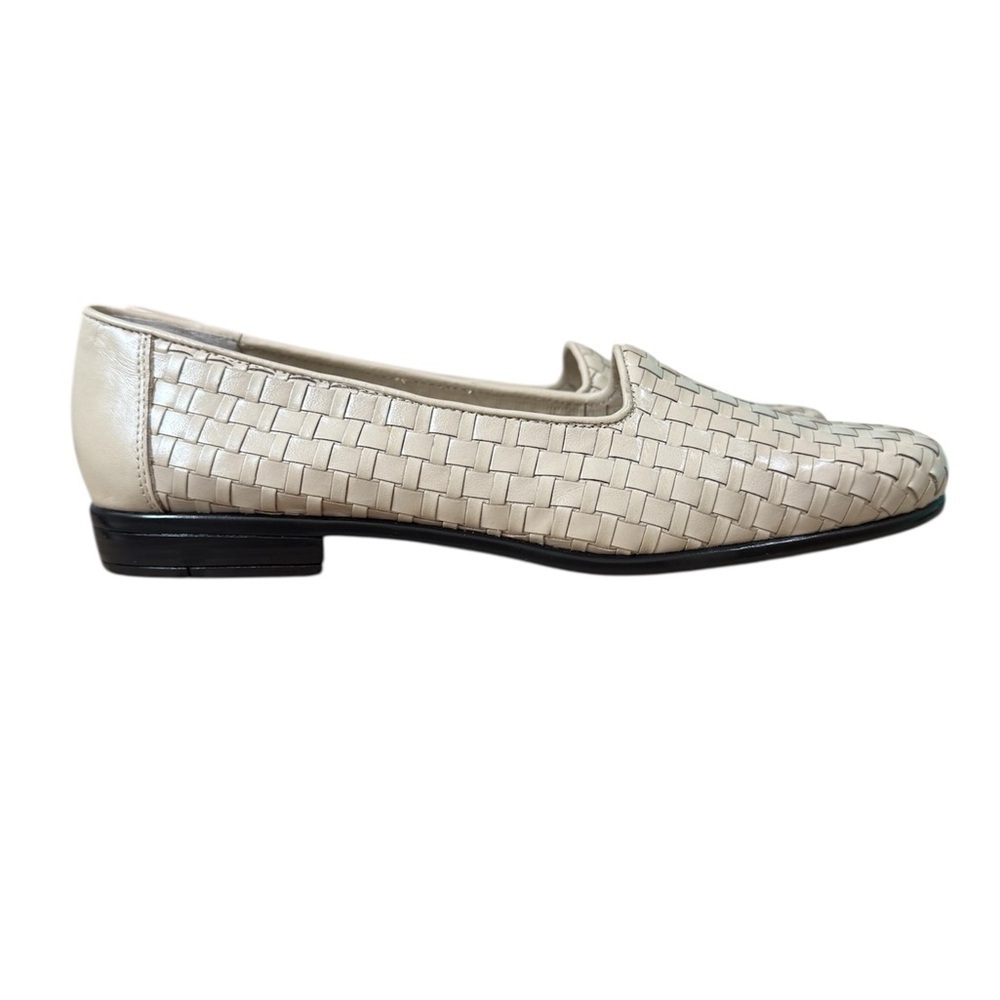 Trotters Liz Bone Beige Basket Woven Leather Loafers Casual Shoes Womens Size 8N - Picture 4 of 12